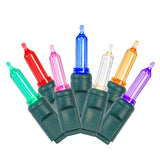 Vickerman Italian Mini LED Christmas Light Set, Green Wire, 50 Lights, 25', Multi-Colored