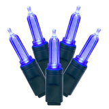 Vickerman Italian Mini LED Christmas Light Set, Green Wire, 50 Lights, 25', Blue