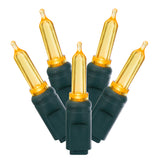 Vickerman Italian Mini LED Christmas Light Set, Green Wire, 50 Lights, 25', Yellow