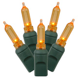 Vickerman Italian Mini LED Christmas Light Set, Green Wire, 50 Lights, 25', Orange