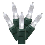 Vickerman Italian Mini LED Christmas Light Set, Green Wire, 50 Lights, 25', Pure White