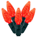 Vickerman C6 LED Christmas Light Set, Green Wire, 50 Lights, 25', Red