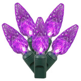 Vickerman C6 LED Christmas Light Set, Green Wire, 50 Lights, 25', Purple