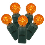 Vickerman G12 Berry LED Christmas Light Set, Green Wire, 50 Lights, 25', Orange