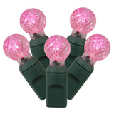 Vickerman G12 Berry LED Christmas Light Set, Green Wire, 50 Lights, 25', Pink