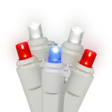 Vickerman Wide Angle LED Christmas Light Set, White Wire, 50 Lights, 25', Red/White/Blue