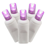 Vickerman Wide Angle LED Christmas Light Set, White Wire, 100 Lights, 34', Purple