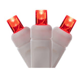 Vickerman Wide Angle LED Christmas Light Set, White Wire, 50 Lights, 25', Red