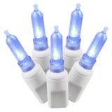 Vickerman Italian Mini LED Christmas Light Set, White Wire, 100 Lights, 34', Blue