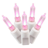 Vickerman Italian Mini LED Christmas Light Set, White Wire, 50 Lights, 25', Pink