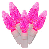 Vickerman C6 LED Christmas Light Set, White Wire, 50 Lights, 25', Pink