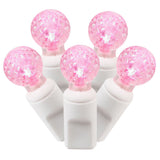 Vickerman G12 Berry LED Christmas Light Set, White Wire, 50 Lights, 25', Pink