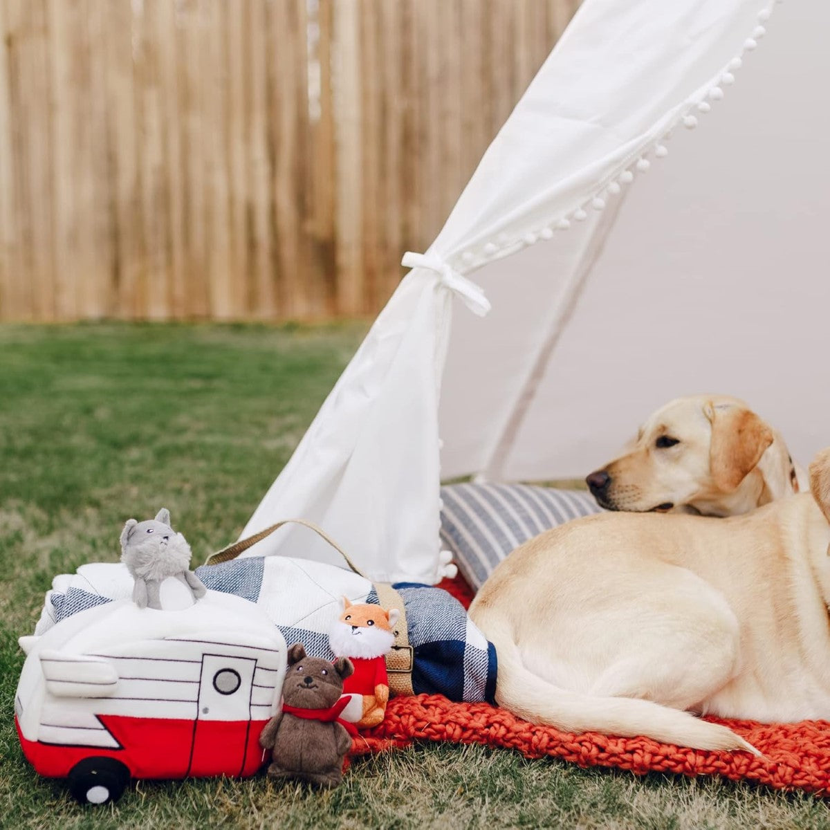 ZippyPaws Zippy Burrow Retro Camper Plush Dog Toy