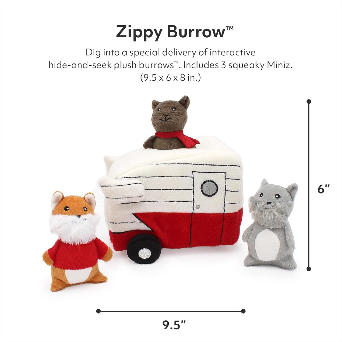 ZippyPaws Zippy Burrow Retro Camper Plush Dog Toy