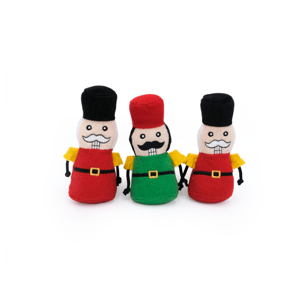 ZippyPaws Holiday Miniz Nutcrackers Plush Dog Toy 3-Pack
