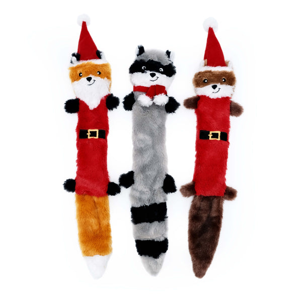 ZippyPaws ZippyPaws Holiday Skinny Peltz No-Stuffing Plush Dog Toy, Large 3-Pack