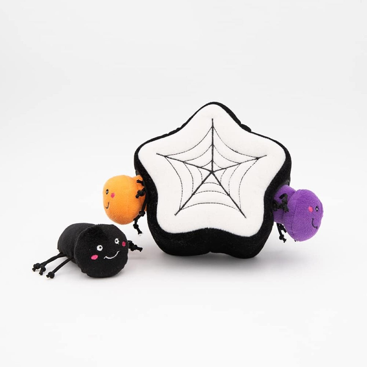 ZippyPaws Halloween Burrow Spider Web Interactive Plush Dog Toy