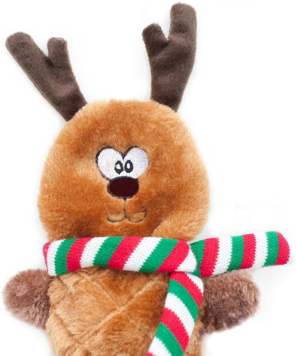 ZippyPaws Holiday Jigglerz - Reindeer Plush Dog Toy