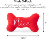 ZippyPaws Holiday Miniz 3-Pack Naughty and Nice Bones Plush Dog Toy