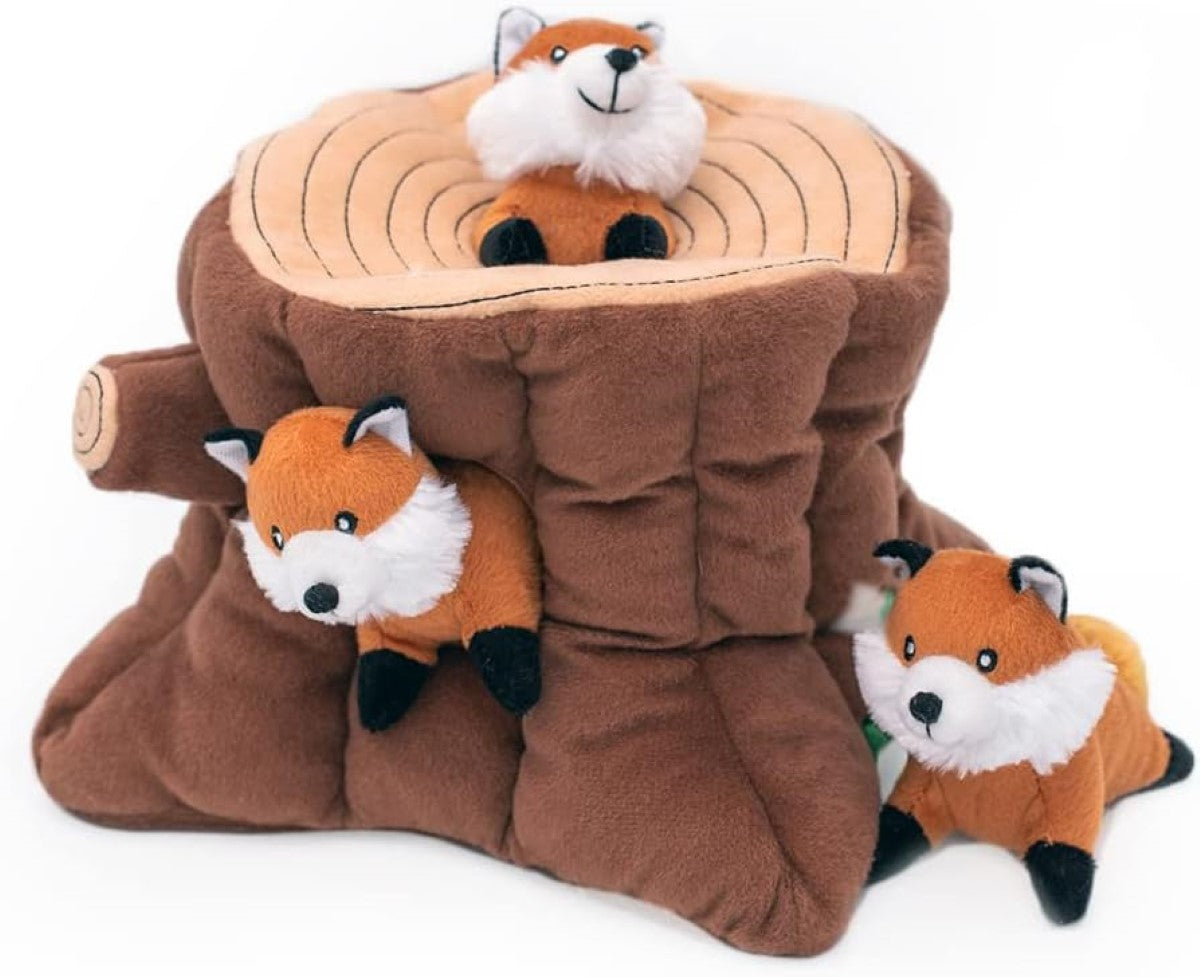 ZippyPaws Zippy Burrow Fox Stump Plush Dog Toy