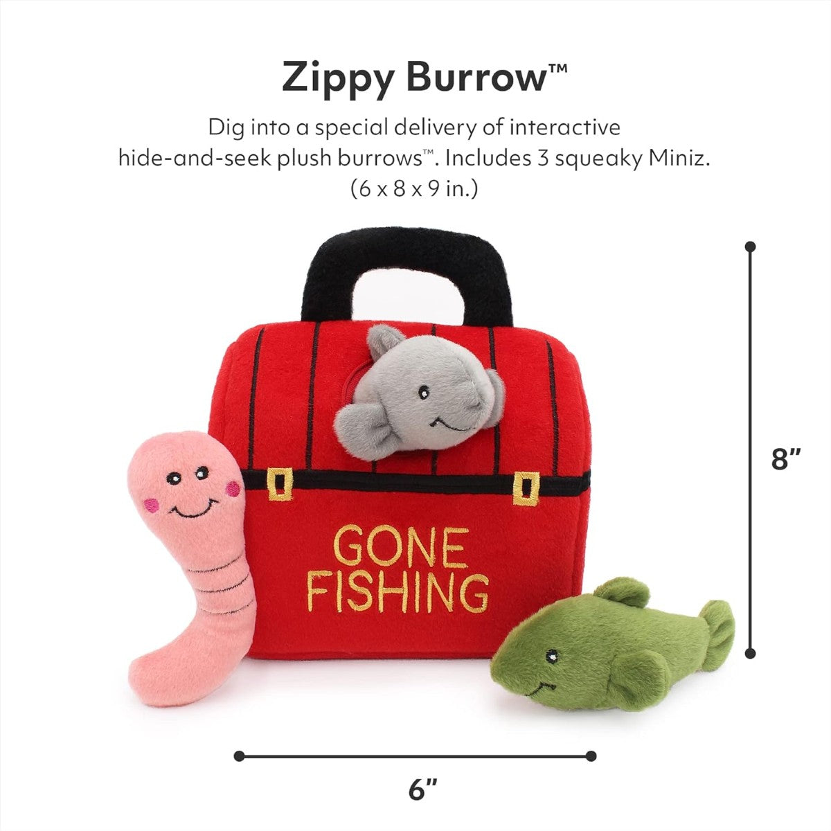 ZippyPaws Zippy Burrow Tackle Box Interactive Plush Dog Toy