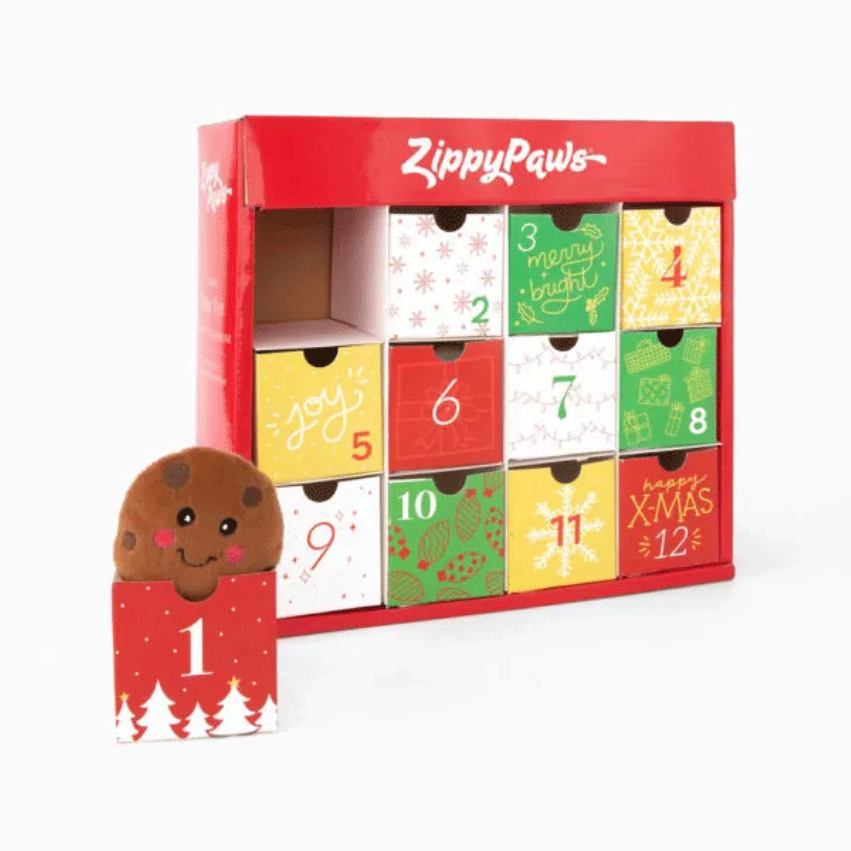 ZippyPaws Holiday Advent Calendar 12 Piece Dog Toy Set