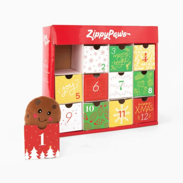 King Wholesale ZippyPaws Holiday Advent Calendar 12 Piece Dog Toy Set