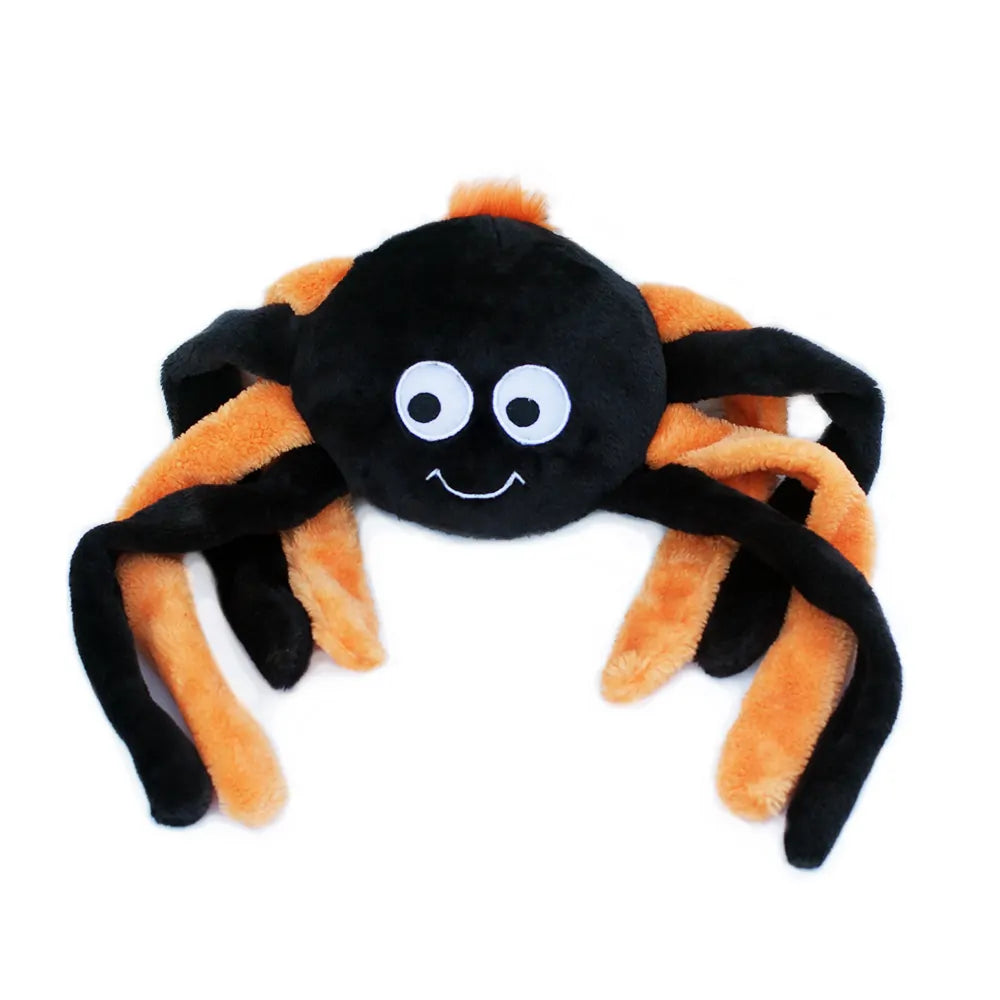ZippyPaws Halloween Grunterz HUGE Orange Spider Plush Dog Toy