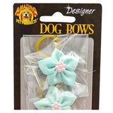Dog Hair Bows, 2-Pack - Double Bow Tie with Pearl, 1.25"