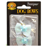 Dog Hair Bows, 2-Pack - Glitz Bow Tie with Pearl Flower Center, 1.25"