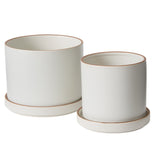 Author with Saucer Matte Ceramic Pots By Accent Decor