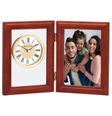 Bulova B1727 Alex Walnut Wood Picture Frame Tabletop Clock