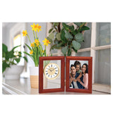 Bulova B1727 Alex Walnut Wood Picture Frame Tabletop Clock - view 4