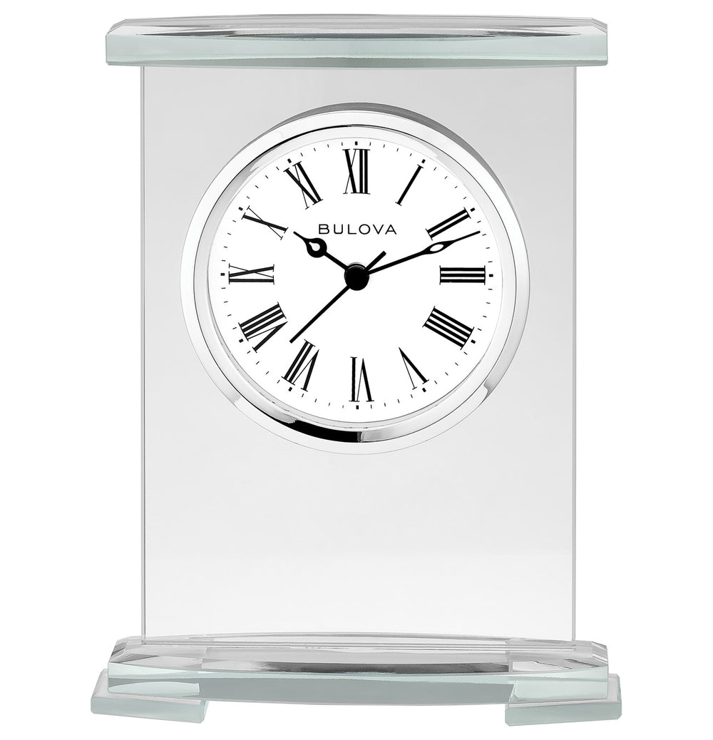 Bulova B1730 Augustine Curved Beveled Glass Tabletop Clock