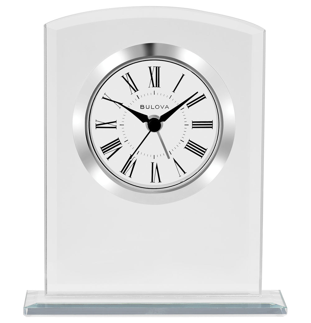 Bulova B1739 Medina Beveled Glass Tabletop Alarm Clock
