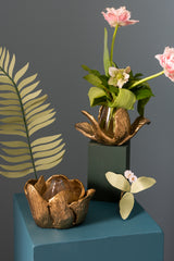 Budding Flower Sculptural Metal Sculpture By Accent Decor