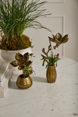 Butterfly Magnolia Antique Gold Textured Sculpture By Accent Decor