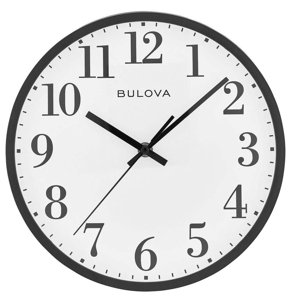 Bulova C5009 Cubicle Black Silent Sweep 10.5" Wall Clock