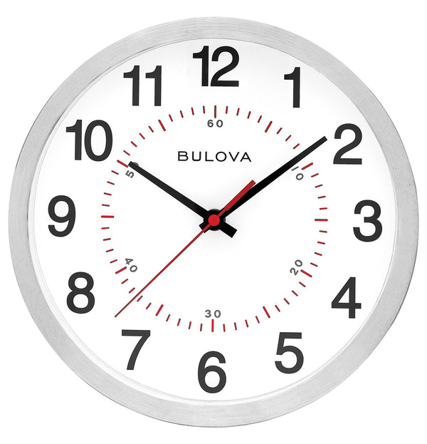 Bulova / Citizen Bulova C5011 Timer Spun Nickel Silent Sweep 10" Wall Clock
