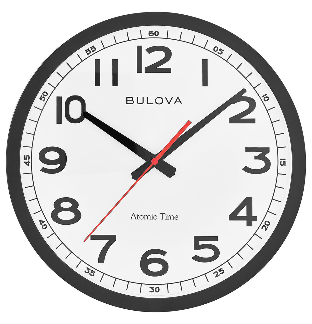 Bulova C5012 Accu-Wave II Atomic Black 12.25" Wall Clock