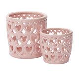 Cherished Hearts Orchid Speckled Glossy Pots By Accent Decor