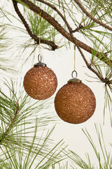 Copper Glitter Glass Ornaments By Accent Decor