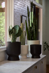 Elliott Footed Reactive Glaze Ceramic Planters By Accent Decor - 9.75" x 11", White - Image 4