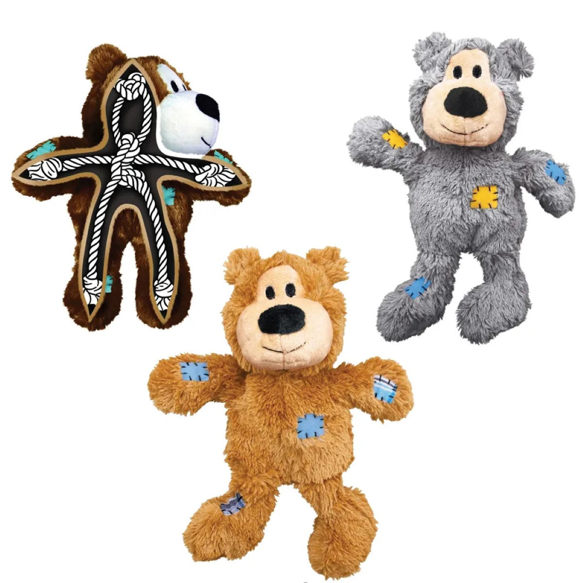 KONG Wild Knots Bears Dog Plush Toy (3 Assorted Colors and Sizes)