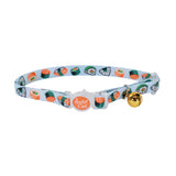 Safe Cat Fashion Adjustable Breakaway Cat Collar - Sushi on Blue