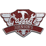 Whitehall Garage Wing Standard Wall 1-Line Personalized Plaque - Red/Silver
