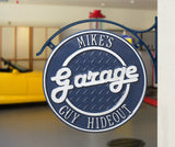 Whitehall Hanging Garage Personalized Plaque with Bracket - Dark Blue/Silver