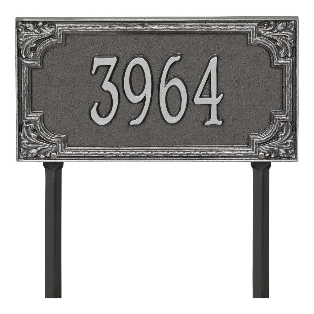 Whitehall Penbrook Signature Grande Lawn 1-Line Personalized Address Plaque - Smoke Grey