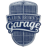 Whitehall Car Grille Garage Personalized Plaque Standard Wall 1-Line - Dark Blue/Silver