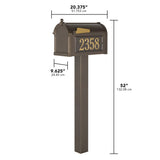 Whitehall Premium Mailbox Package Personalized Plaque - dimensions